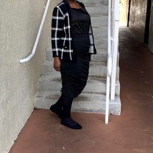 A black and white sweater